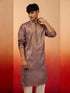 Men's Lavender Resham Embroidered Silk Kurta